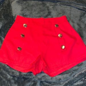 size small shein red high rise shorts